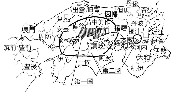 「広前歳書帳」にうかがえる願主の分布圏